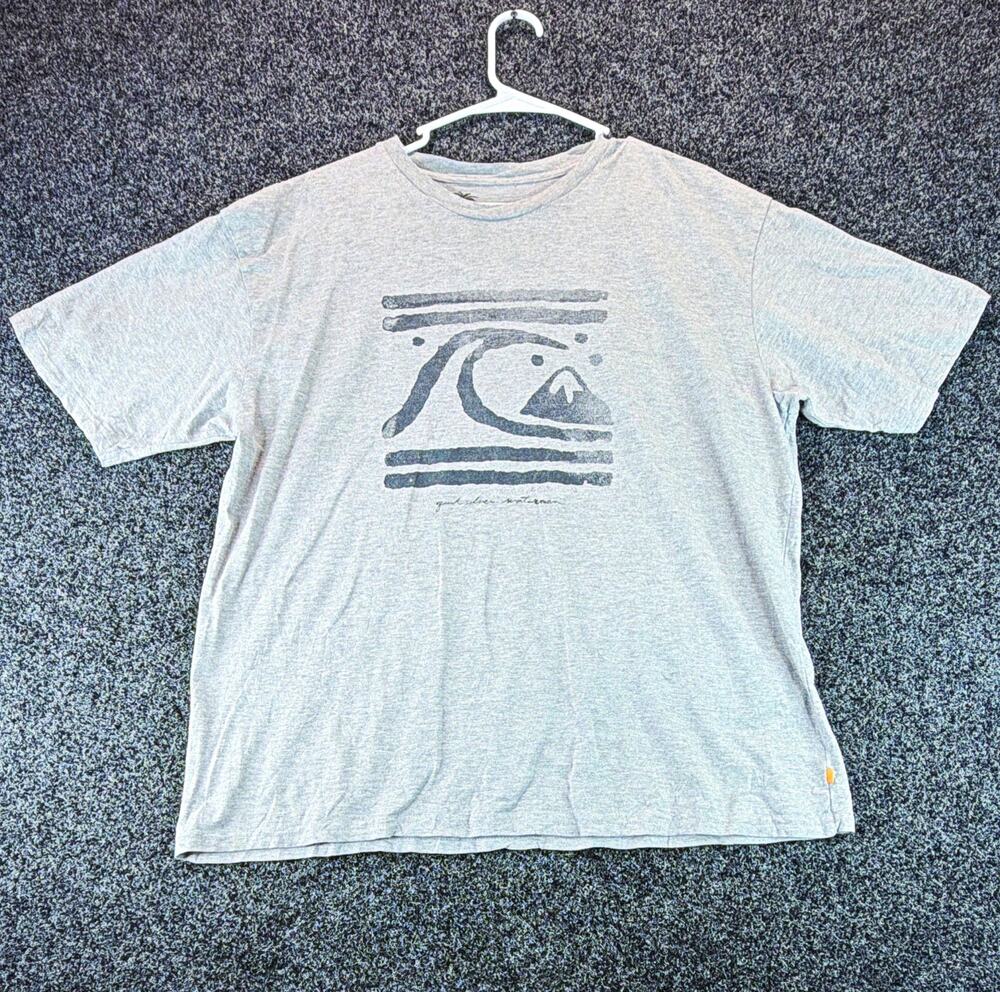 Quiksilver Waterman Logo Graphic Men's Gray Crew Neck Short Sleeve Knit Tee 2XL